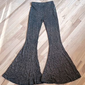 Bershka Black Metallic Flare Pants S
